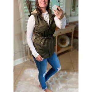 Utility Military Fur Lined Vest Army Green 4320